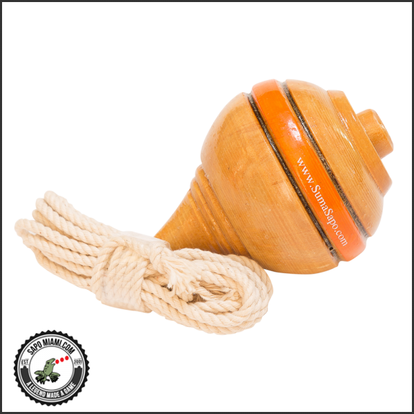 Peruvian Wood Spinning Top (Trompo) - Orange | Sapo Miami